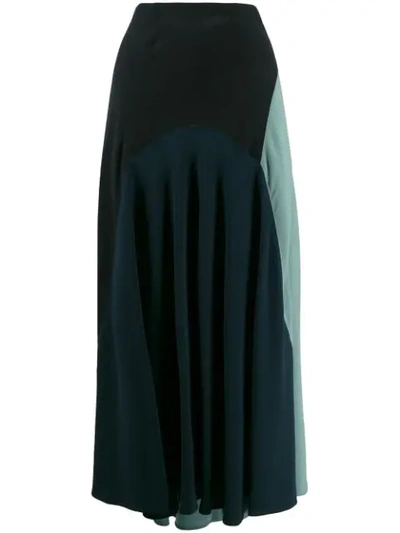 Colville Colour Block Midi Skirt In Black