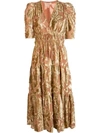 Ulla Johnson Loretta Tiered Devoré-chiffon Midi Dress In Gold ,gold