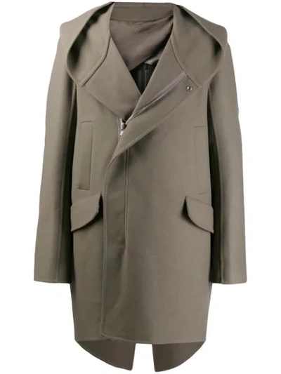 Rick Owens Hooded Zip-up Coat In Grey