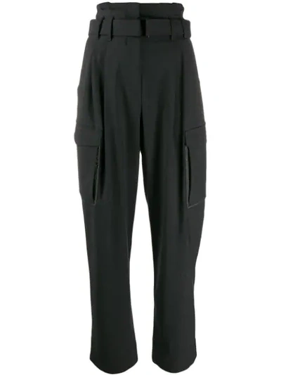 Brunello Cucinelli High Waisted Belted Trousers In Antracite