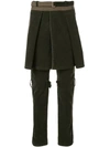 Sacai Layered Straight Leg Trousers In 501 Khaki