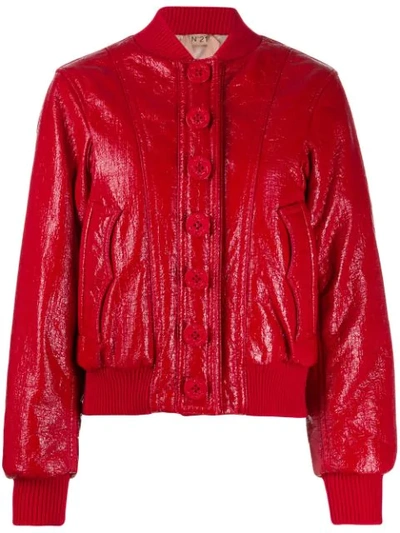 N°21 Shiny Bomber Jacket In Red