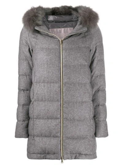 Herno Quilted Parka Jacket In Grey