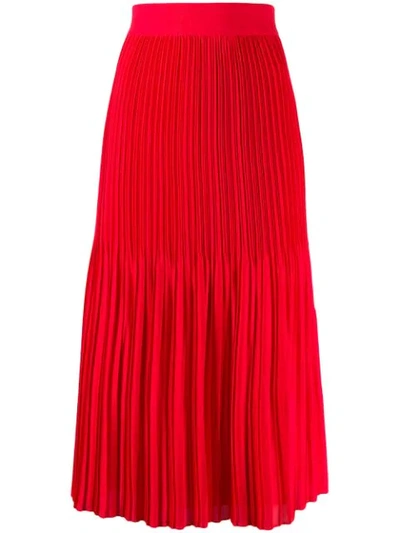 Alice And Olivia Ken Pleated Midi Skirt In Red
