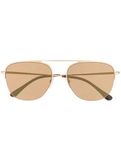 Tom Ford Round Double-bridge Sunglasses In 金色