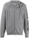 Kenzo Logo Sleeve Zip Hoodie In Grey