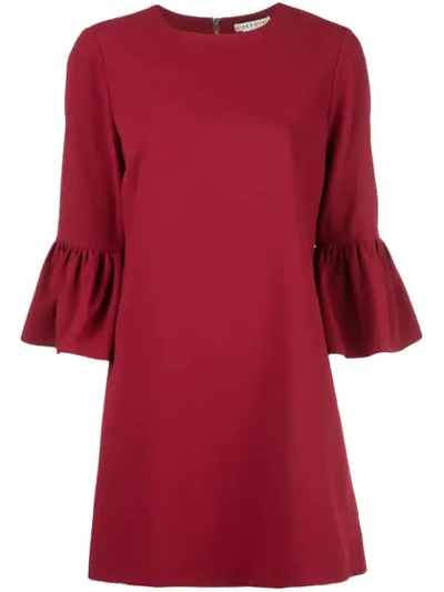 Alice And Olivia Coley Ruffled-cuff Dress In Red