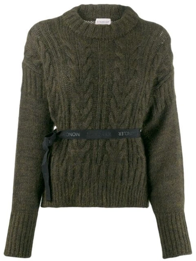 Moncler Bow Knitted Sweater In Green