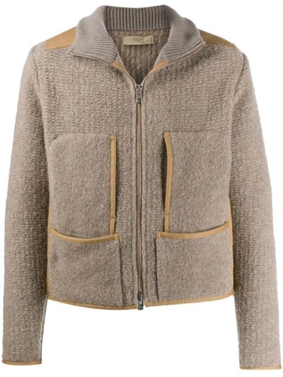 Maison Flaneur Knitted Zipped Jacket In Neutrals