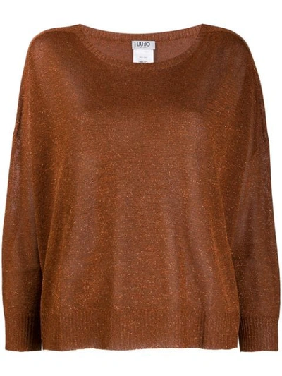 Liu •jo Round Neck Shimmer Jumper In 04868 Bronzo 