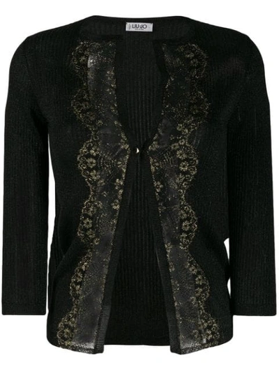 Liu •jo Lace Detail Cardigan In Black