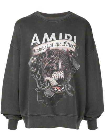 Amiri Sweatshirt In Distressed-optik In Vintage Black