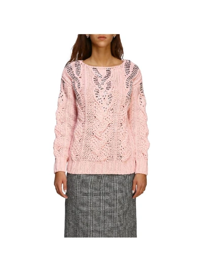 Ermanno Scervino Pullover With Boat Neckline In Pink