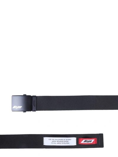 Msgm Belt With Logoed Buckle In Black