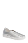 Ilse Jacobsen Tulip 139 Perforated Slip-on Sneaker In Silver Fabric