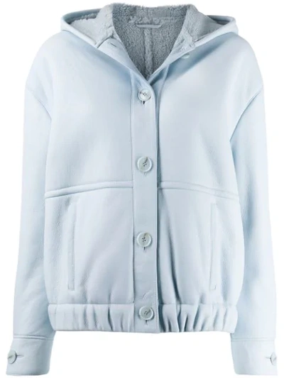 Inès & Maréchal Hooded Button-up Jacket In Blue