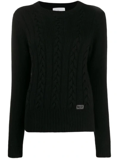 Be Blumarine Cable Knit Jumper In Black