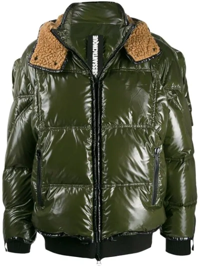 As65 Shearling Lined Padded Jacket In Green