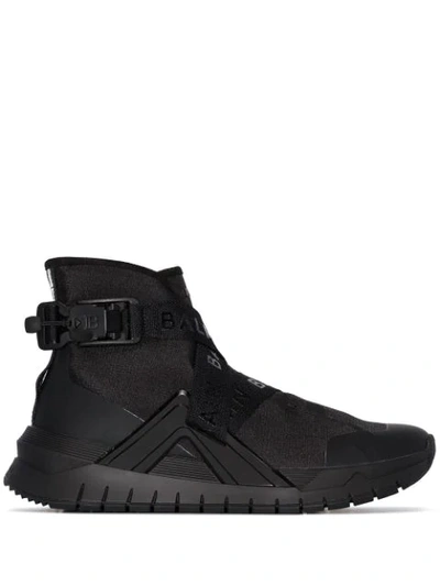 Balmain B-troop Sneakers In Stretch Fabric In Black