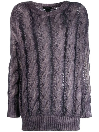 Avant Toi Cashmere Cable Knit Sweater In Purple