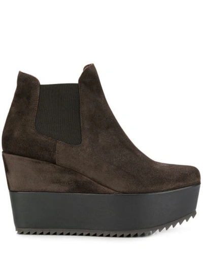 Pedro Garcia Wedged Ankle Boots In Brown