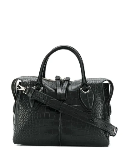 Tod's Medium Bauletto Croc Bag In Black