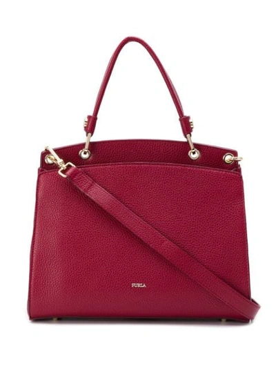 Furla Textured Tote Bag In Red