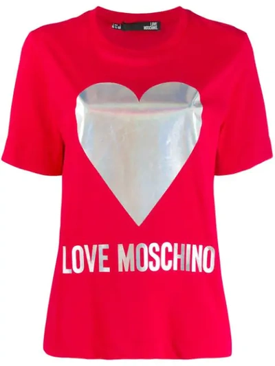 Love Moschino T-shirt Mit Logo-print In Red