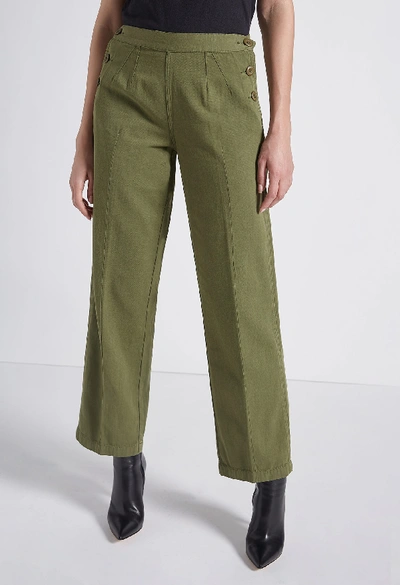 Current Elliott The Cropped Military Camp Cotton & Linen Pants In Army Green