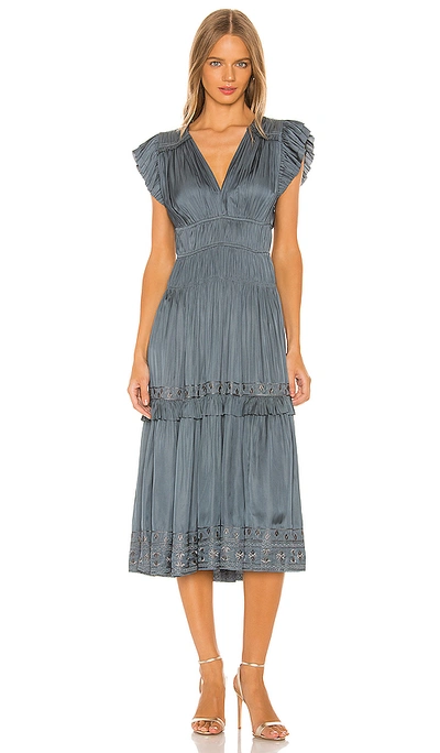 Ulla Johnson Claudia Ruffle Midi Dress In Slate