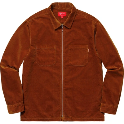 Pre-owned Supreme  Velvet Zip Up Shirt Rust