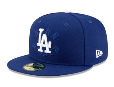 Pre-owned Born X Raised  Los Angeles Dodgers Shadow Fitted Hat Blue