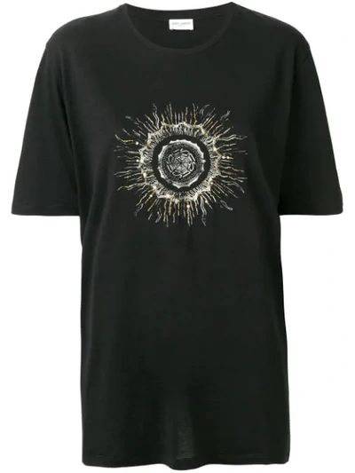 Saint Laurent Bead-embellished Crew-neck T-shirt In Black