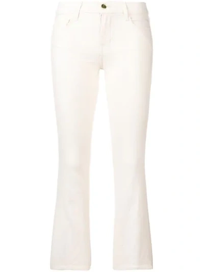 J Brand Mid Rise Cropped Bootcut Selena Jeans In White