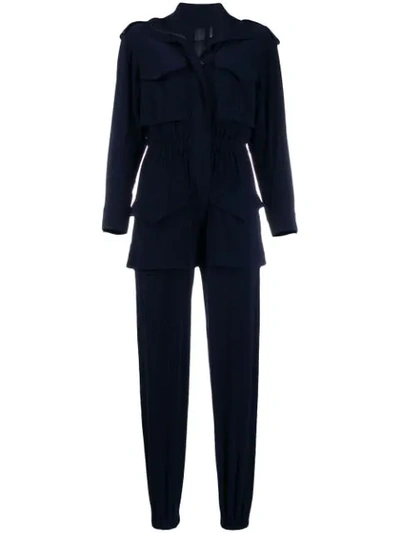 Norma Kamali Long-sleeve Fitted Tracksuit In Midnight