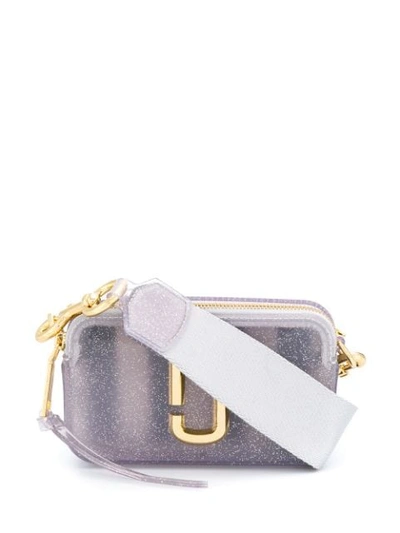 Marc Jacobs The Jelly Glitter Snapshot Leather Bag In Silver