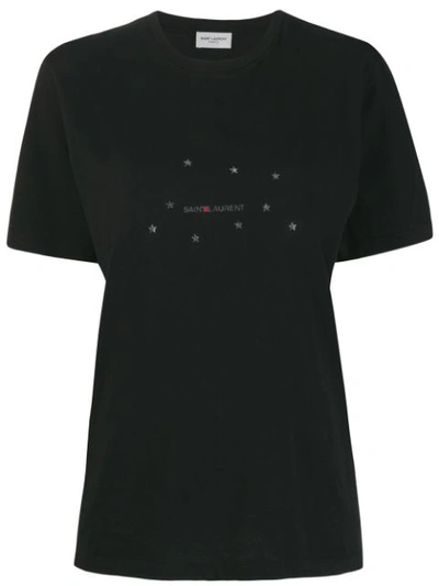 Saint Laurent Round-neck T-shirt With Logo Print In Black