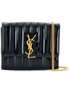 Saint Laurent Vicky Patent Leather Wallet On A Chain In Black