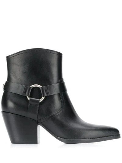 Michael Michael Kors Goldie Leather Ankle Boots In Black