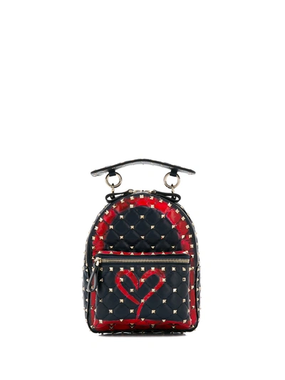 Valentino Garavani Rockstud Spike Mini Leather Backpack In Blue