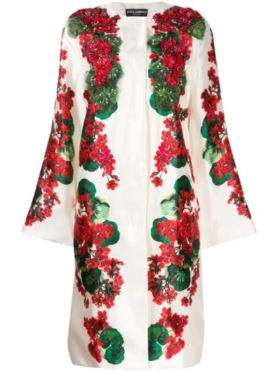 Dolce & Gabbana Brocade Coat Portofino Collection In White