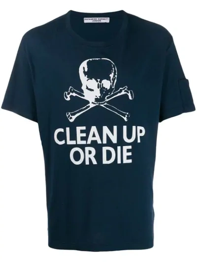 Katharine Hamnett Printed 'clean Up Or Die' T-shirt In Blue