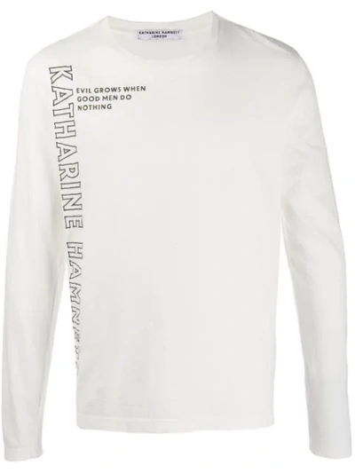Katharine Hamnett Long-sleeved Logo T-shirt In White