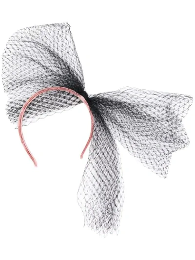 Red Valentino Mesh Tulle Bow Hairband In Pink ,black