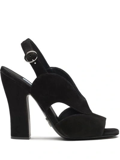 Prada Open Toe Sandals In Black
