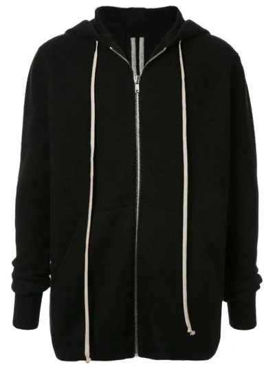 Rick Owens Zipped Hooded Sweatshirt In Black