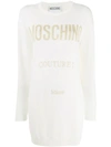 Moschino Logo Printed Knit Dress In White