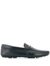 Prada Logo Plaque Loafers In Blue