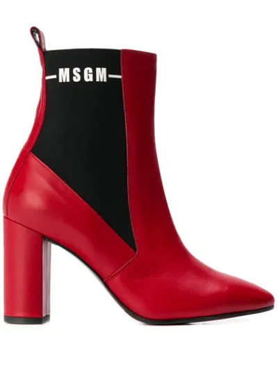 Msgm Ankle Boots In Red