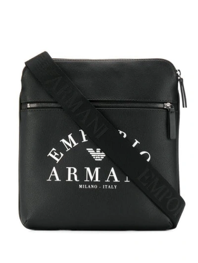Emporio Armani Logo Print Shoulder Bag In Black